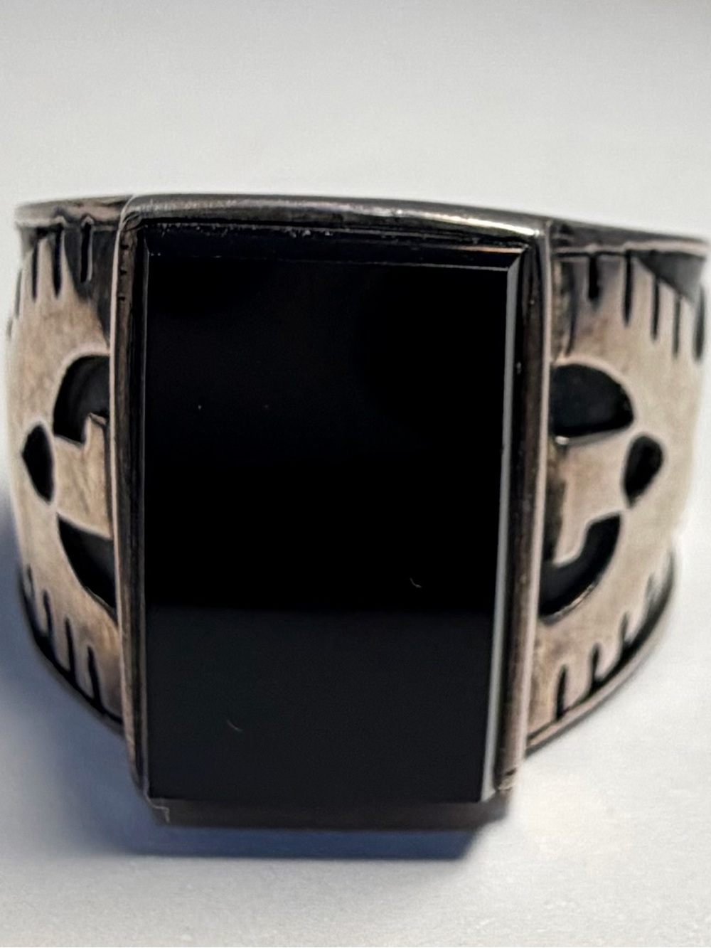 Vintage 925 Sterling Silver Black Onyx Statement Ring Size 13 Men’s Southwestern